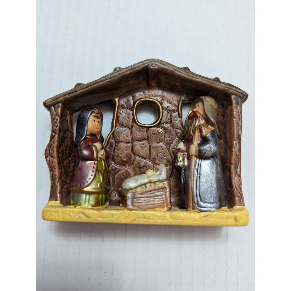 Nativity Scene Pottery hand painted hobbyist piece 4x4 inch 2007 Christmas